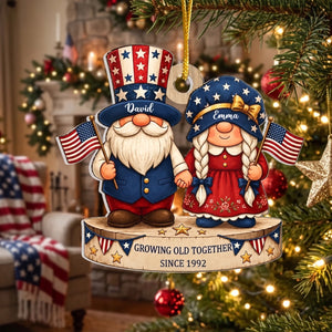 Personalized "Growing Old Together" Couple Christmas Ornament -Patriotic Tree Decor Gift