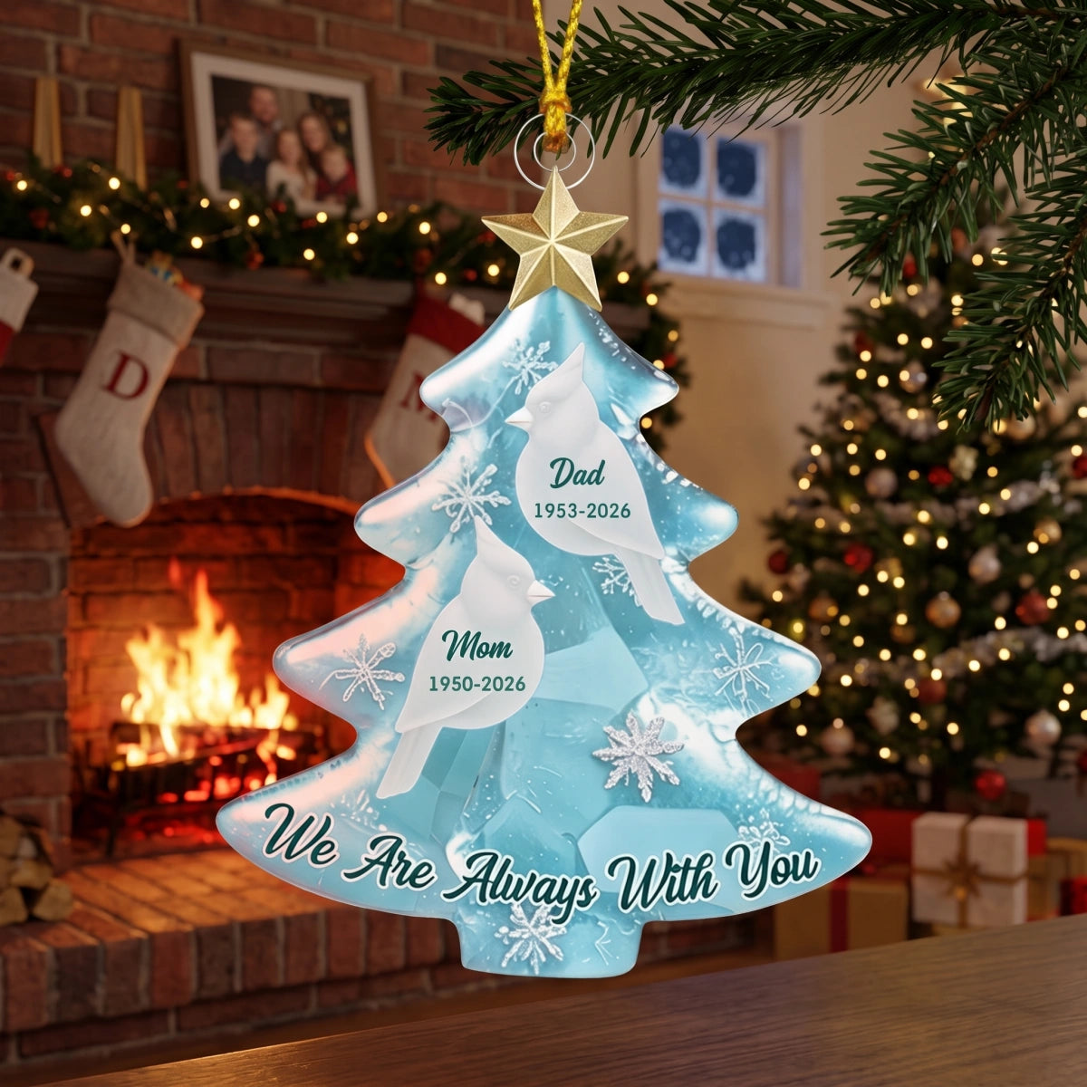 Personalized Cardinal Memorial Acrylic Ornament |  Christmas Sympathy Gift For Loss Of Family