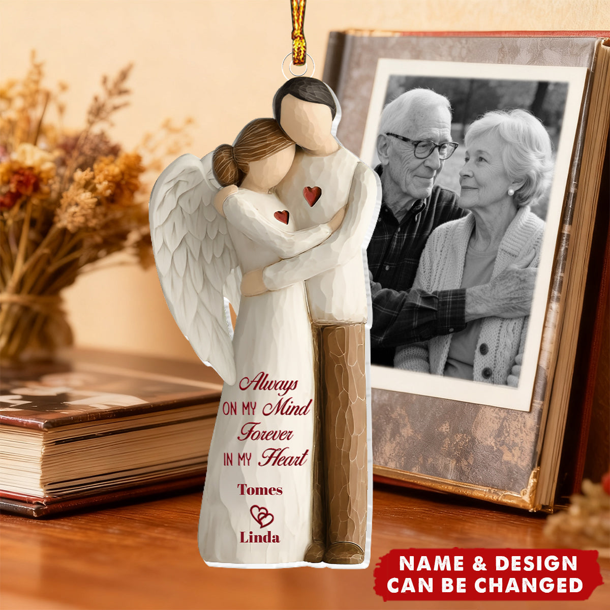 Personalized Angel Hug Memorial Ornament With Names & Quote & design | Sympathy Keepsake For Loss Of  Husband Wife