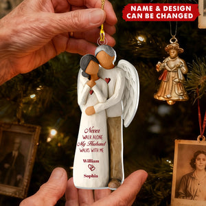 Personalized Angel Hug Memorial Ornament With Names & Quote & design | Sympathy Keepsake For Loss Of  Husband Wife