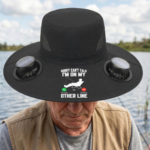 Personalized Name Solar Dual Fan Hat With Sorry Can't Talk I'm On My Other Line For Summer