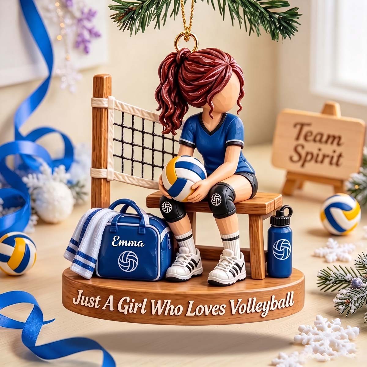 Personalized Volleyball Girl Christmas Ornament - Custom Volleyball Player Gift