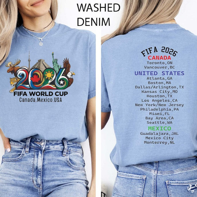 Host City Soccer World Cup 2026 Unisex T-Shirt With USA Canada Mexico Flag - Tournament Souvenir Gift For Fans