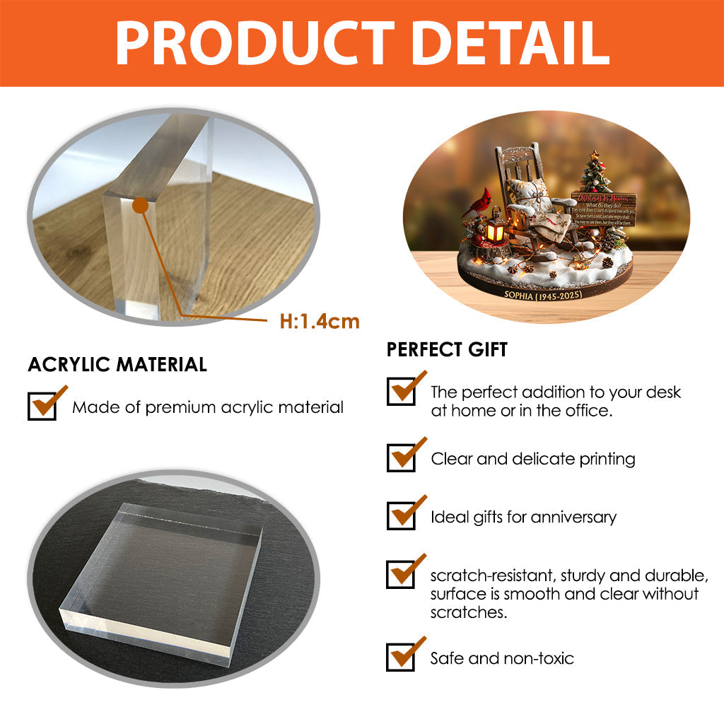 Personalized "Christmas in Heaven" Acrylic Memorial Plaque with Name & Year,Sympathy Gift to Honor Loved One