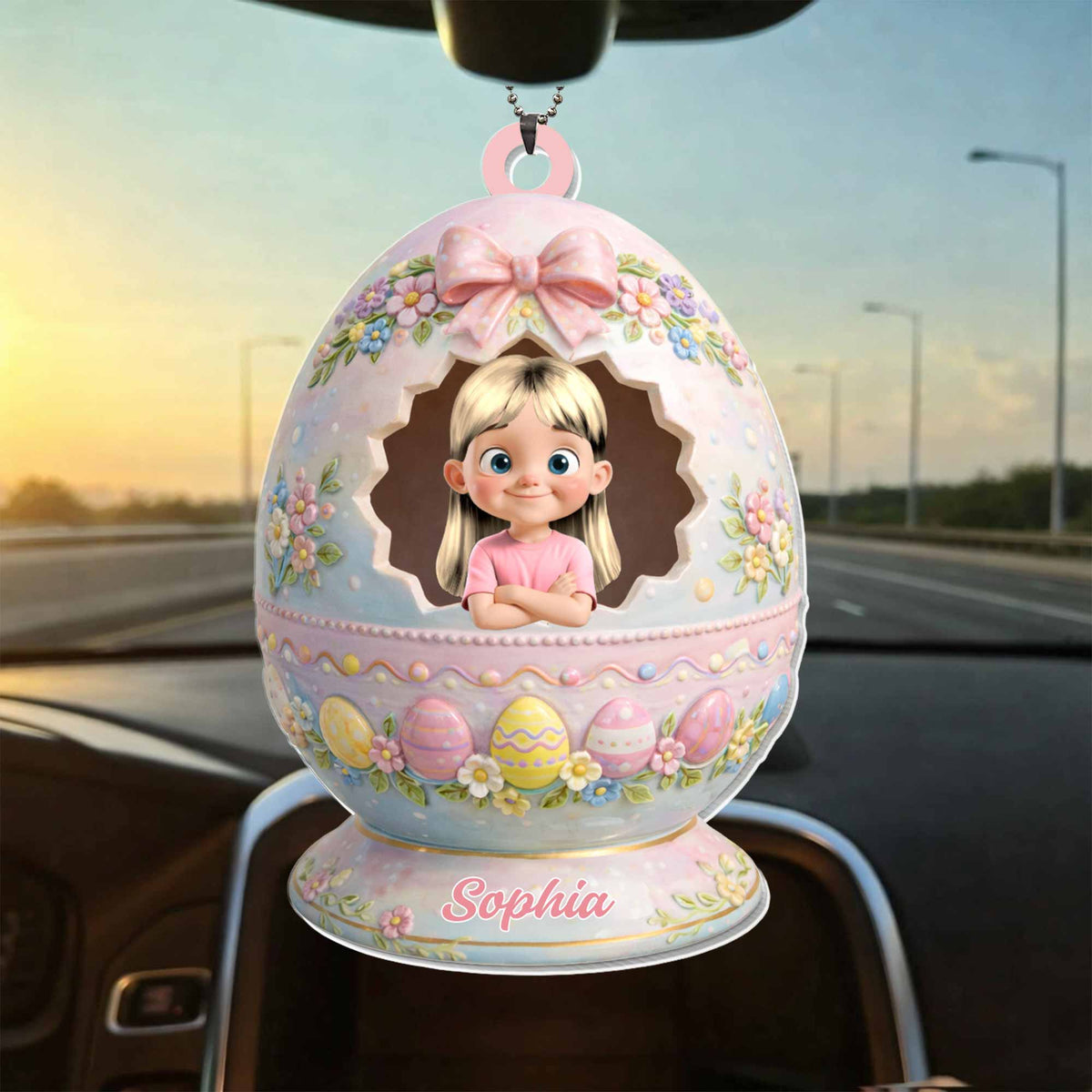 Personalized 3D Effect Easter Egg Acrylic Ornament With Design & Name | Gift For Kids