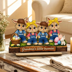 Personalized 2-Layer Wooden Plaque With 1-6 Grandma's Little Bunnies | Unique Easter Gift For Grandma