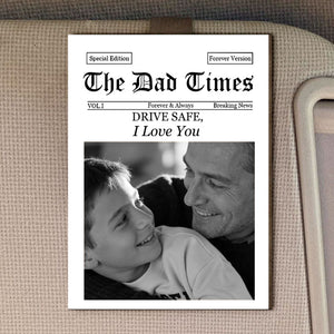 Personalized "The Dad Times" Newspaper Style Car Visor Clip With Photo - Father's Day Gift For Dad