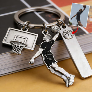 Personalized Love Basketball Sporty Photo Acrylic Keychain With Name & Photo - Meaningful Birthday Season End Gift For Players & Athletes