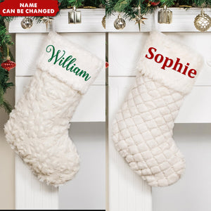 Personalized Embroidered Christmas Stockings  - Plush Sequin Custom Name,Knit Holiday Gift For Family,Friends