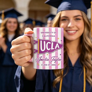 Two-Tone Strip Mug With Name & Class Of 2026 - Personalized College Graduation Gift For Her & Him