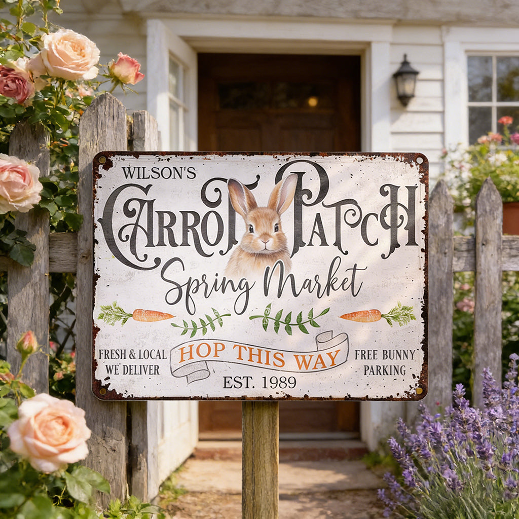 Customized Rustic Spring Market Metal Sign With Year & Name - Gardener's Spring Gift For Yard Lovers