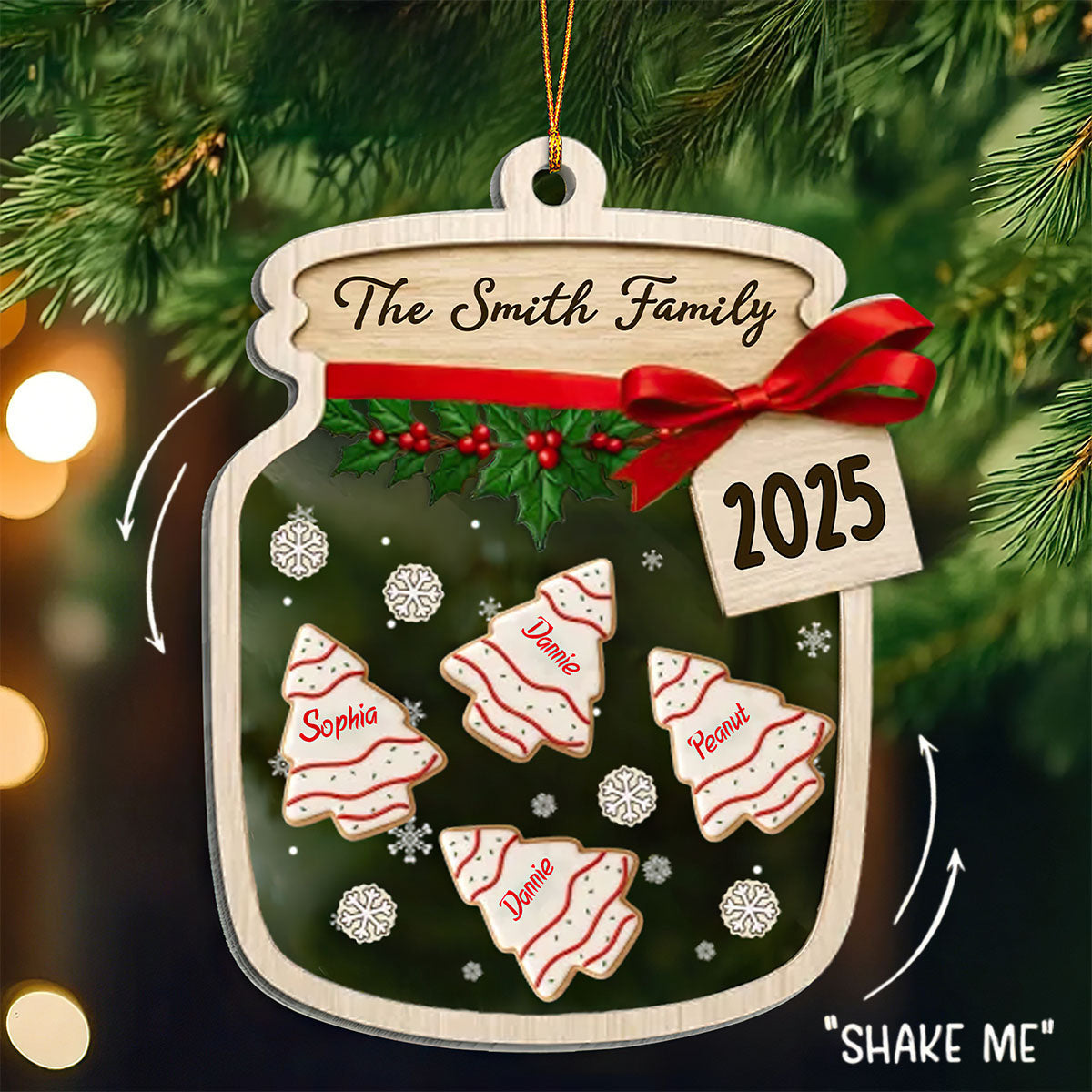 Personalized "A Jar Full of Love" 3 Layers Shaker Ornament With 2-6 Names & Year Christmas Birthday Gifts For Mom,Dad,Kids