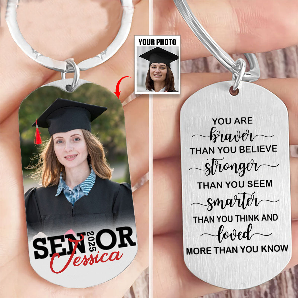 You’re Braver Than You Believe  - Personalized Stainless Steel Photo Keychain