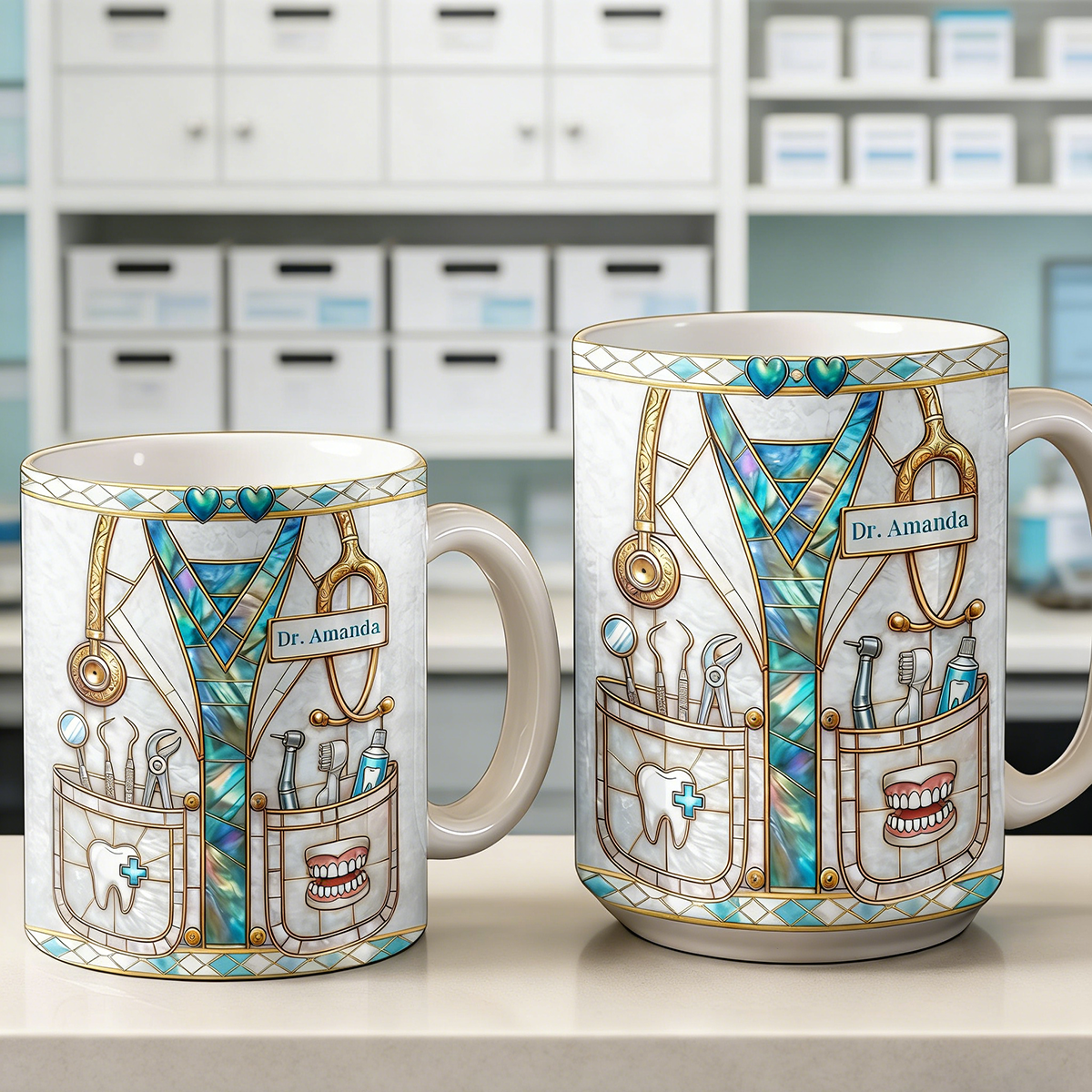 Personalized Essential Dental Tools Mug With Name | Unique Dentist Appreciation Gift For Dental Professionals