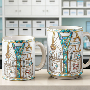 Personalized Essential Dental Tools Mug With Name | Unique Dentist Appreciation Gift For Dental Professionals