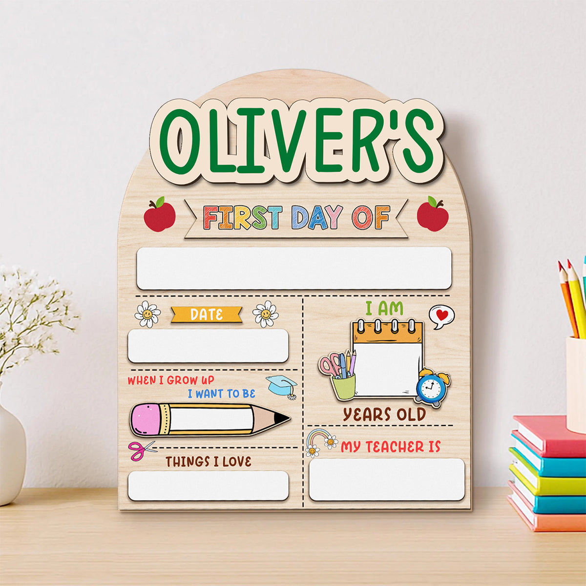 Personalized First And Last Day Wooden School Sign, Back to School Gift