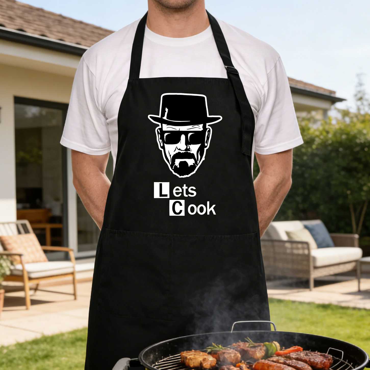 Personalized "Lets Cook" BBQ Kitchen Chef Apron Father's Day Gift For Husband & Dad