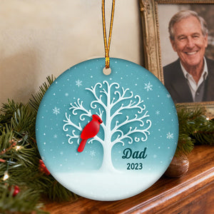 Personalized 3D Sea Glass Effect Cardinal Memorial Tree Ceramic Ornament Thoughtful Memorial Gift For Loss of Loved One