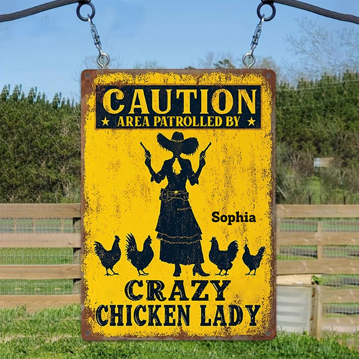 Personalized Chicken Rectangle Metal Sign - Crazy Chicken Lady For Mom Grandma For Her