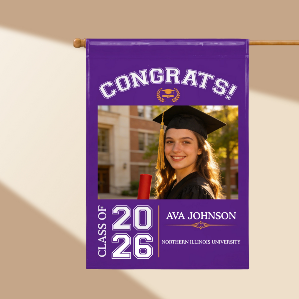 Personalized Double-Sided Graduation Flag With Color & Photo & Name & Year | Heartfelt Commencement Gift For Daughter Son & Best Friends