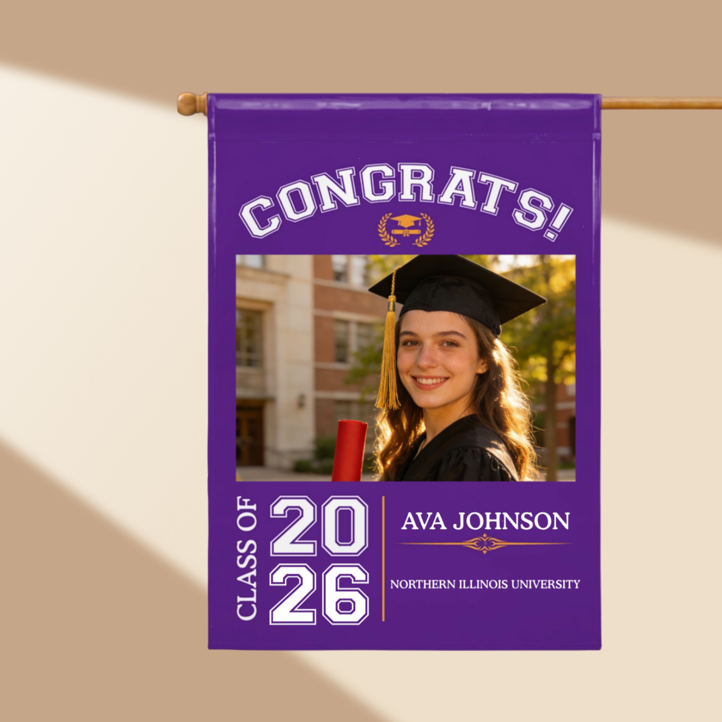 Personalized Double-Sided Graduation Flag With Color & Photo & Name & Year | Heartfelt Commencement Gift For Daughter Son & Best Friends