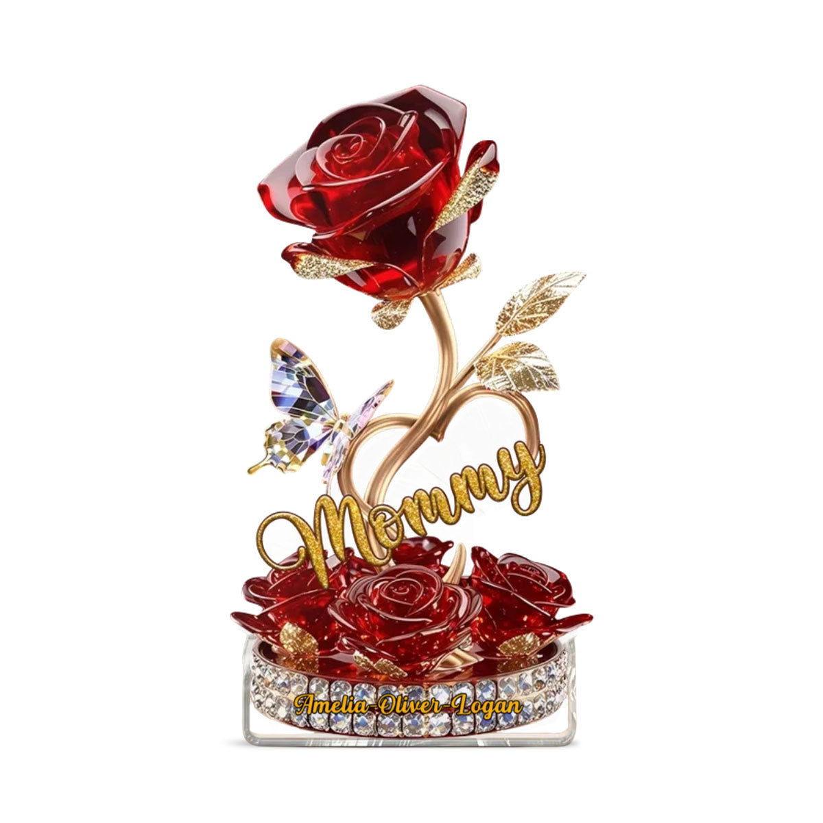 Beautiful Rose For Grandma Mom Personalized Acrylic Block Plaque,Mother's Day Gift