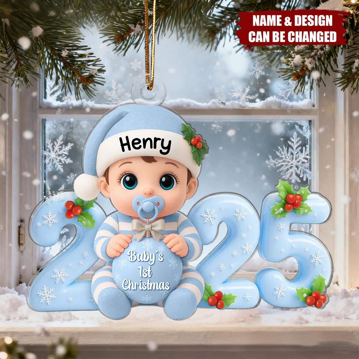 Personalized Baby's 1st Christmas 2025 Ornament With Name & Icon | Heartfelt Family Gift For New Parents Grandparents