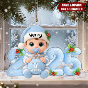 Personalized Baby's 1st Christmas 2025 Ornament With Name & Icon | Heartfelt Family Gift For New Parents Grandparents