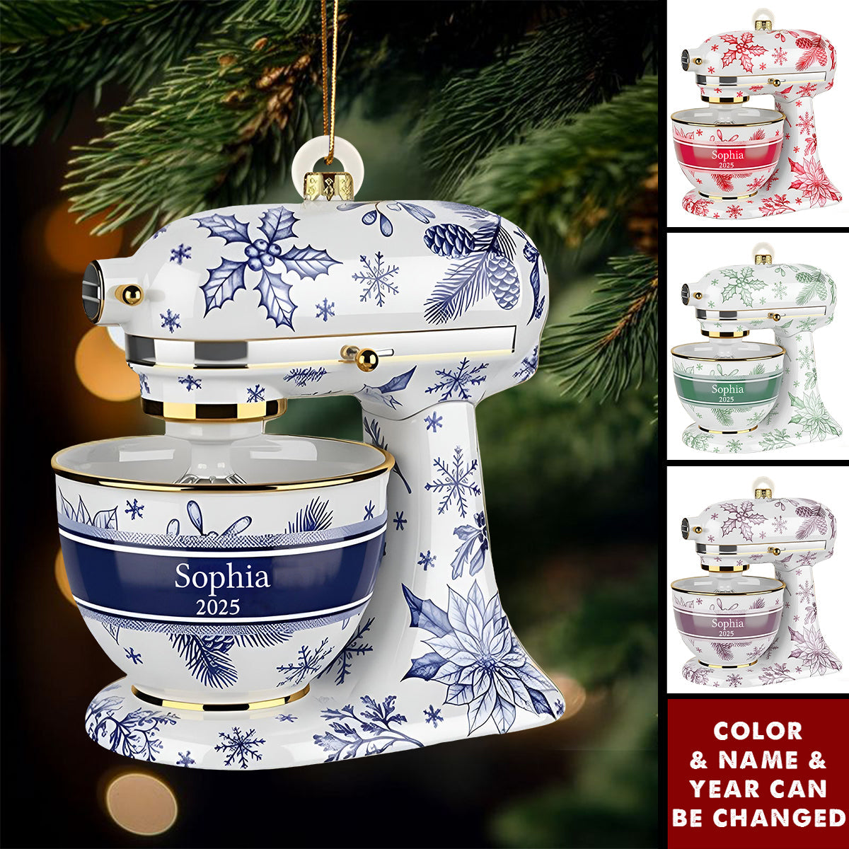 Personalized Christmas Stand Mixer Ornament With Name & Year & Color | Kitchen Decor | Unique Xmas Gift For Bakers Cooking Lovers