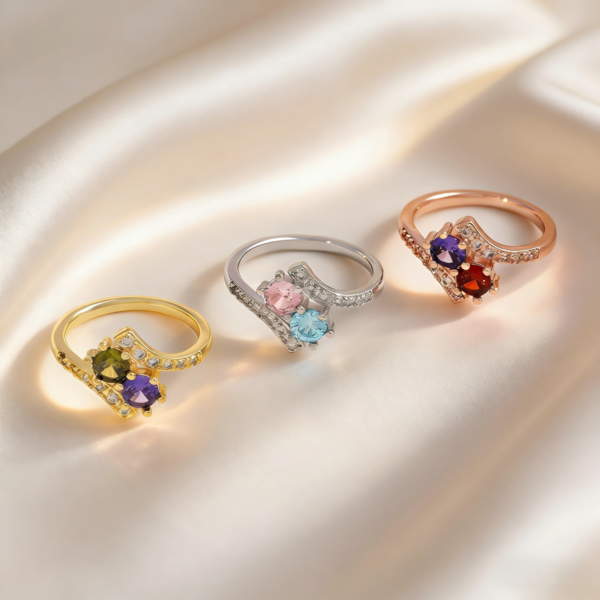 Personalized Time Won't Break Our Bond Ring With Two Birthstone | Mother's Day Jewelry Gift For Mom