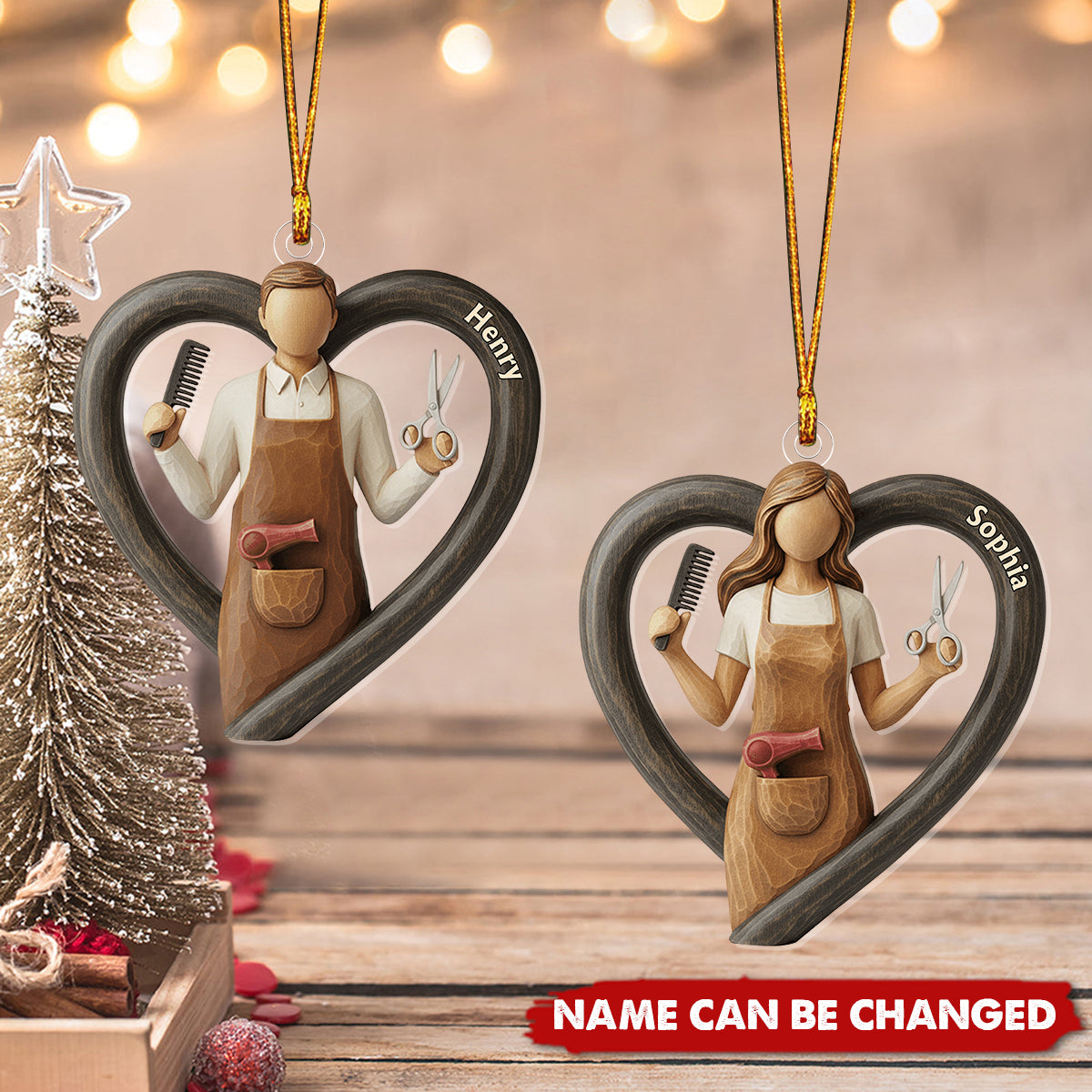 Personalized Hair Stylist Christmas Ornament With Name - Best Thank You Gift For Favorite Hairdresser