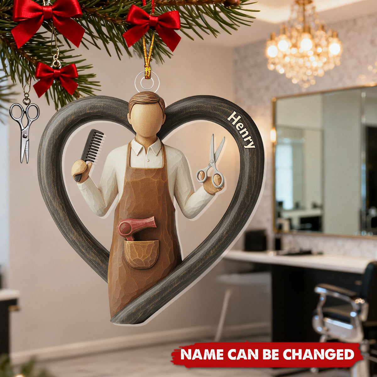 Personalized Hair Stylist Christmas Ornament With Name - Best Thank You Gift For Favorite Hairdresser