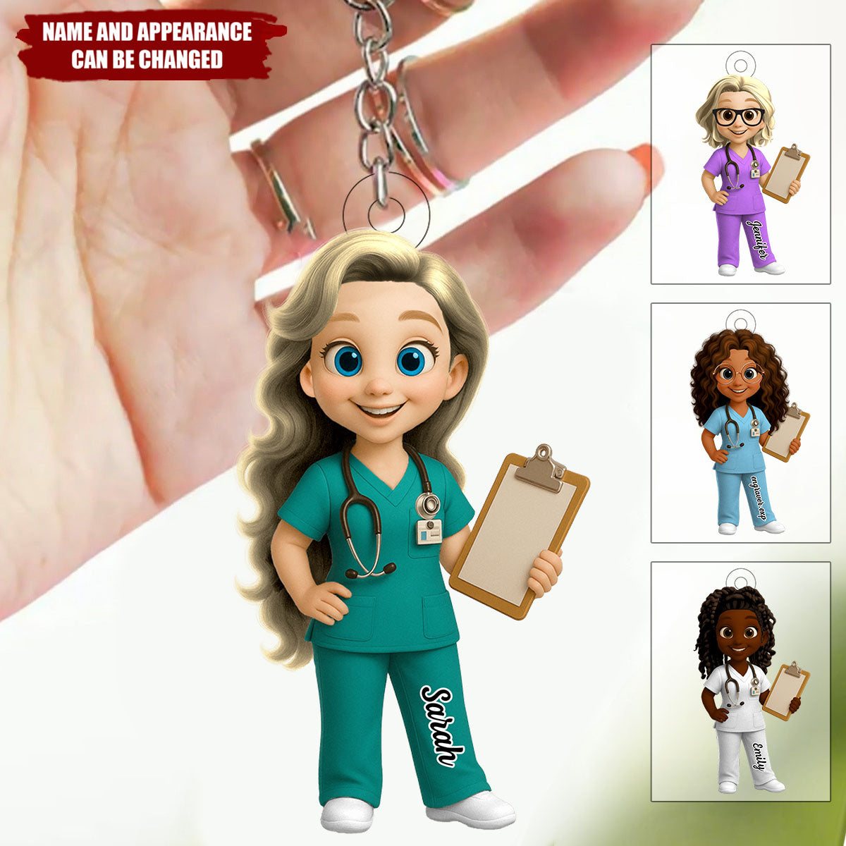 Things My Patients Said So I'll Never Forget, Medical Symbols And Nurse Cartoon-Personalized Keychain, Gift For Nurses