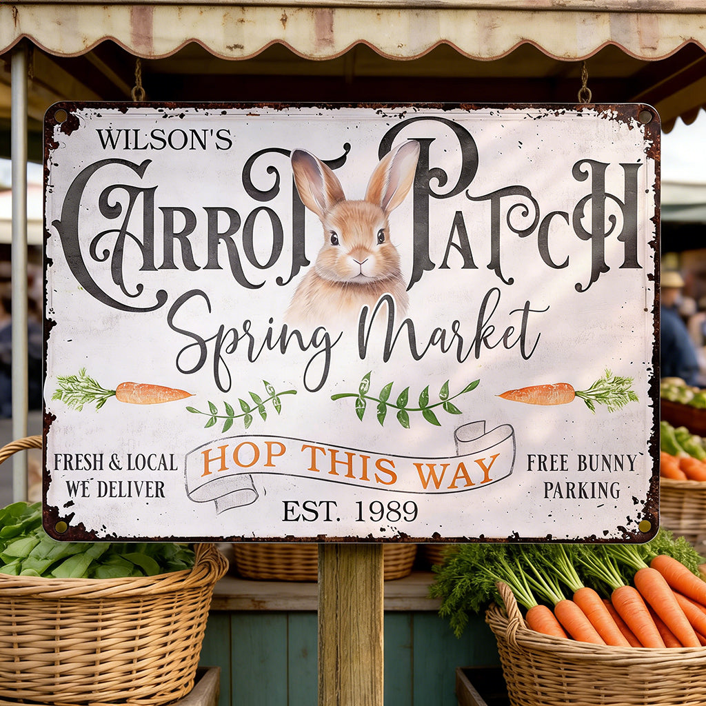 Customized Rustic Spring Market Metal Sign With Year & Name - Gardener's Spring Gift For Yard Lovers