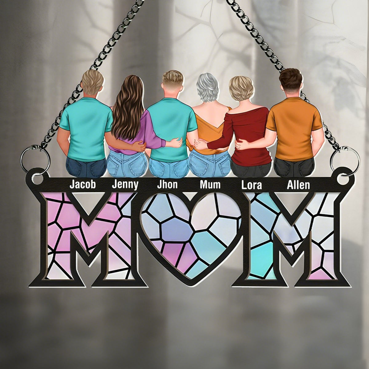 Mom And Us - Personalized Window Hanging Suncatcher Ornament