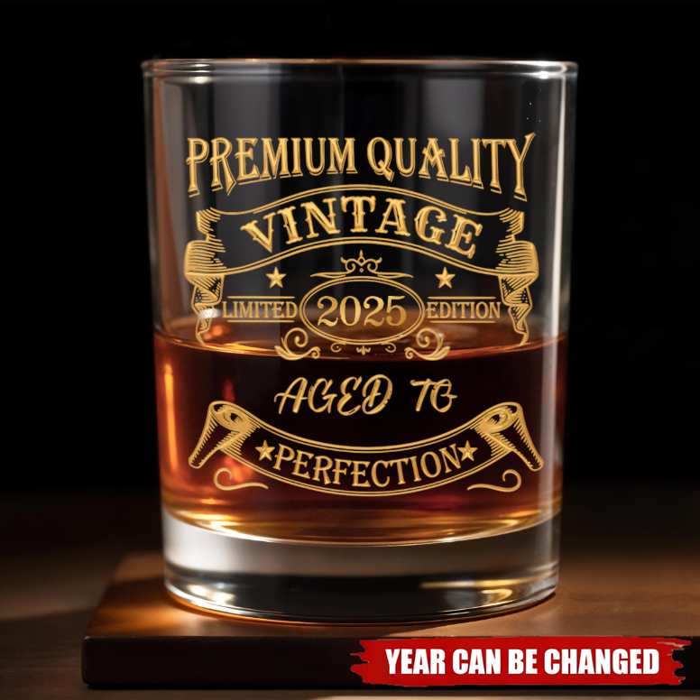 Personalized Premium Quality Vintage Whiskey Glass With Year | Unique Birthday Father's Day Gift For Dad & Grandpa
