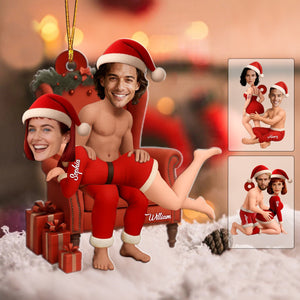 Personalized Couple Christmas Fun Ornament With Photo & Names Exclusive Sweet Customized Gift For Your Love