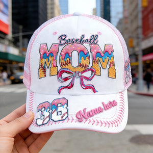 Personalized Sweet Breathable Baseball Cap With Name & Number & Design | Gifts For Baseball Moms