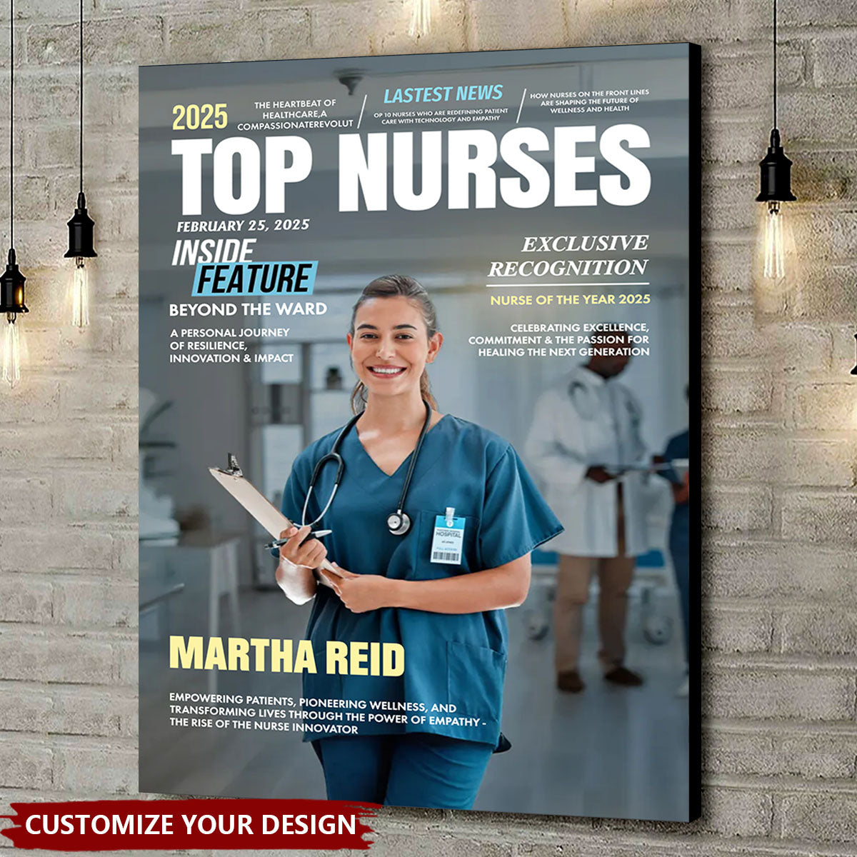 Personalized "Top Nurses" Magazine Poster With Photo Name and Text,Heartfelt Thank You Gift To Nurse Of The Year