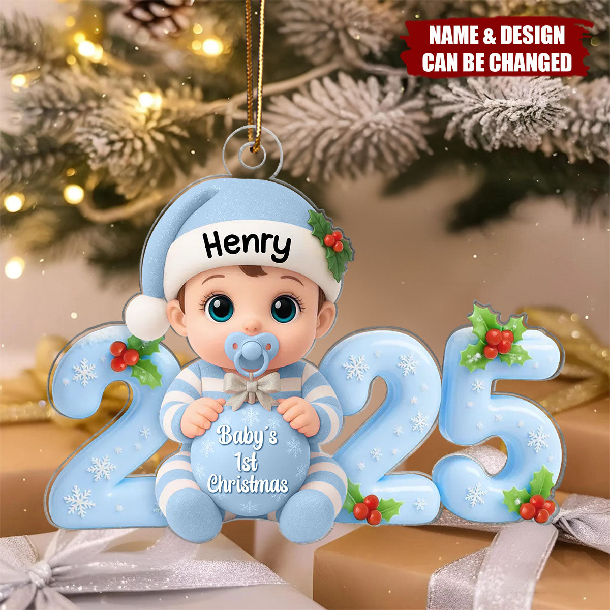 Personalized Baby's 1st Christmas 2025 Ornament With Name & Icon | Heartfelt Family Gift For New Parents Grandparents
