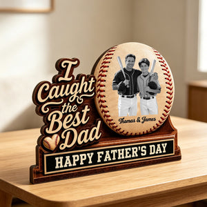 Personalized 4-Layered Baseball Rustic Wooden Block With Photo - Creative Father's Day Gift For Dad