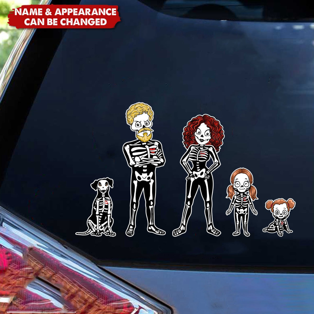 Personalized "Our Spooky Family" Halloween Stick Figures Decal With Design Halloween Decor For Cars Walls For Family