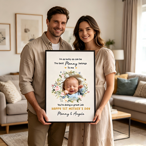 Personalized Wall Art Poster With Names & Photo | Creative Happy 1st Mother’s Day Gift For New Mom