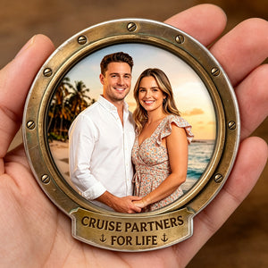 Personalized Fridge Cruise Door Magnet With Photo Porthole Design - Vacation Travel Gift For Couples