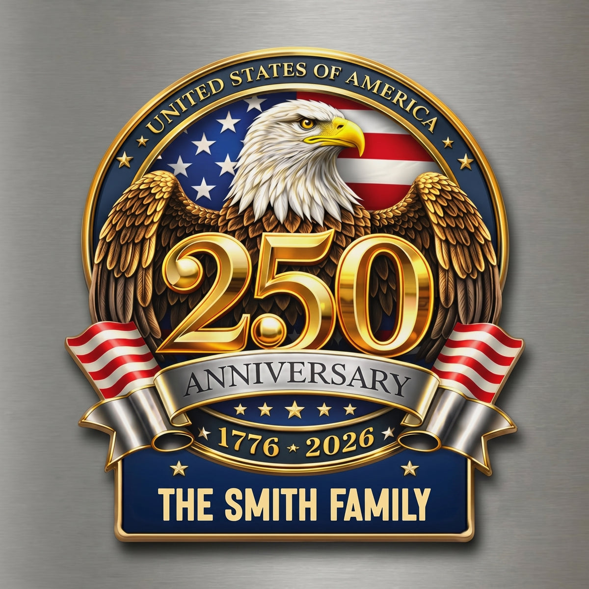 Personalized Acrylic Fridge Magnet - USA 250th Anniversary Gifts For Family - Land Of The Free