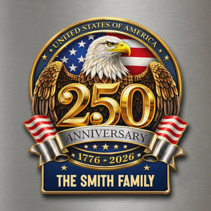 Personalized Acrylic Fridge Magnet - USA 250th Anniversary Gifts For Family - Land Of The Free