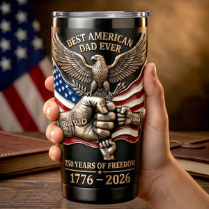 Personalized Patriotic 250 Years Of Freedom Tumbler With 1-4 Kid's Name -  Father's Day Gift
