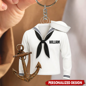 Personalized Sailor Uniform Acrylic Keychain With Name | Meaningful Patriotic Gift For Navy Hero