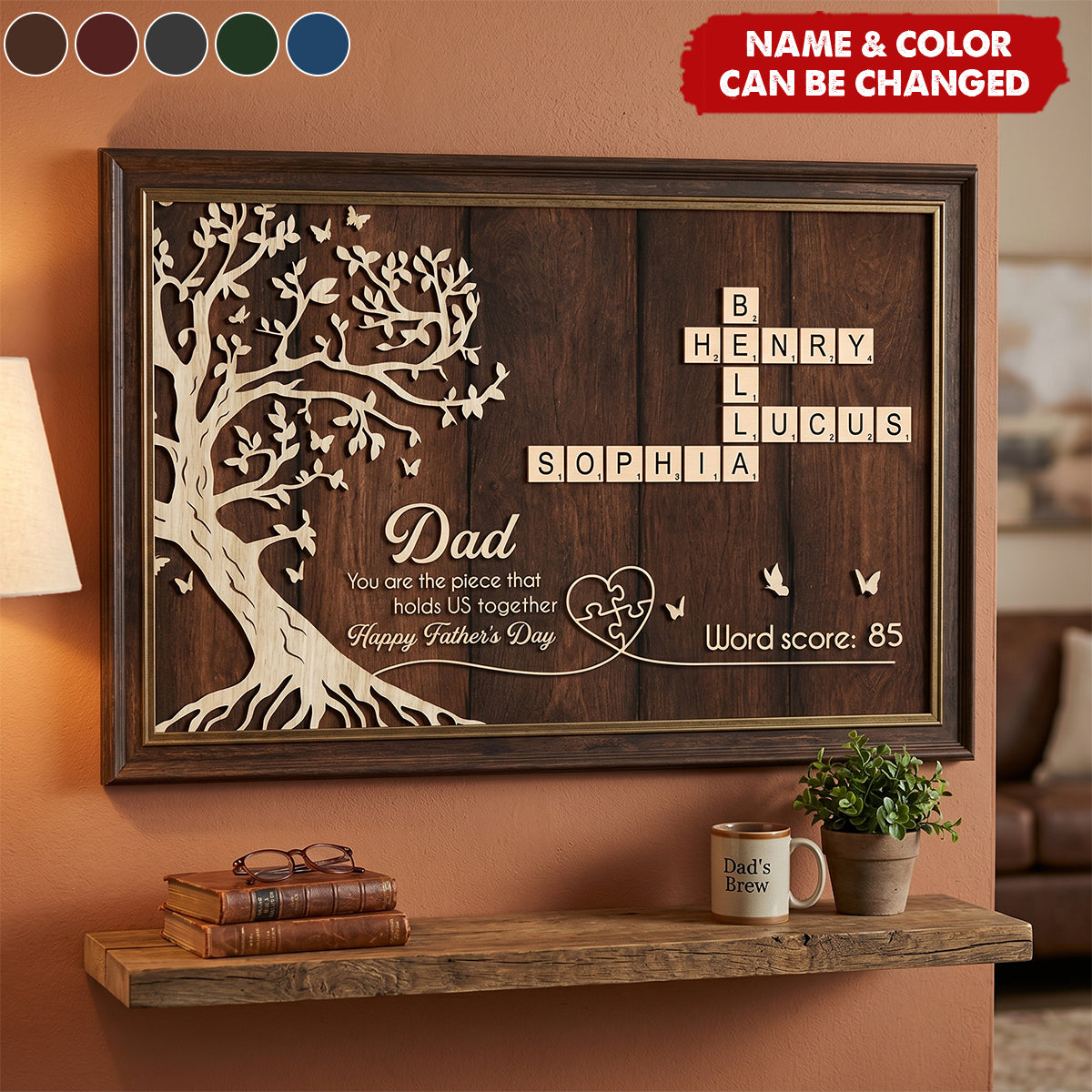 Personalized Family Tree Dad Crossword Poster | Unique Father's Day Gift For Dad