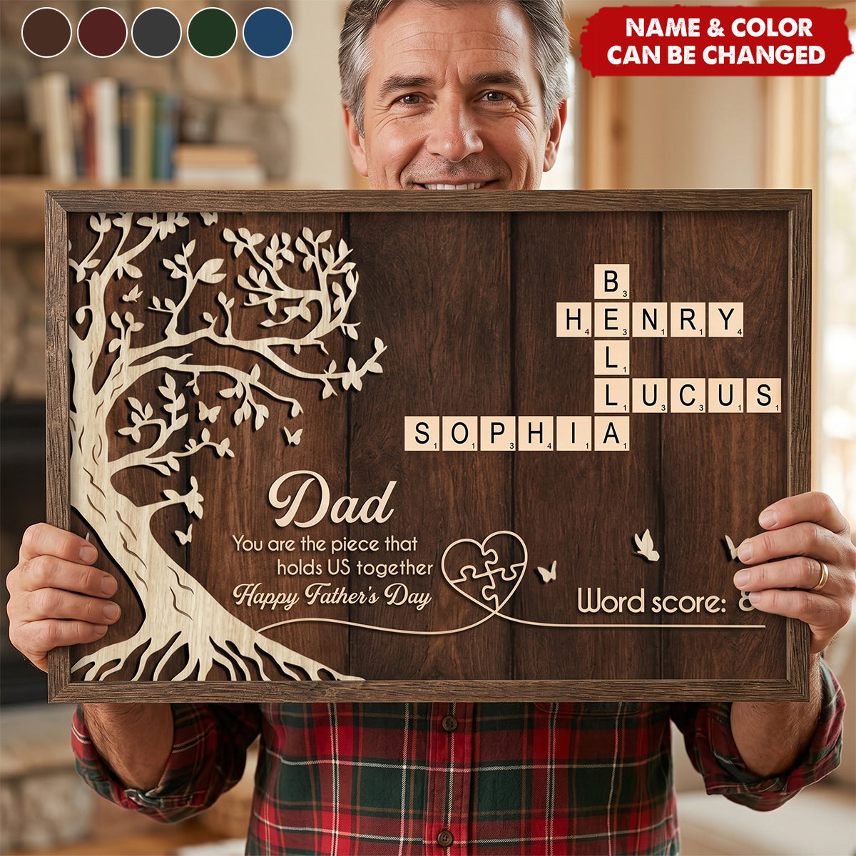 Personalized Family Tree Dad Crossword Poster | Unique Father's Day Gift For Dad